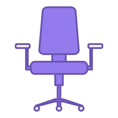 Renkli Ofis Başkanı Simgesi. Vektör Simgesi. Saplı ve Tekerlekli Modern Sandalye. Mobilyalar. Ofis Kavramı