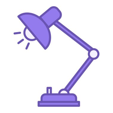 Renkli Masa Lambası Simgesi. Vektör Simgesi. Masa Işığı Ekipmanı, İç Ürün. Ofis Kavramı