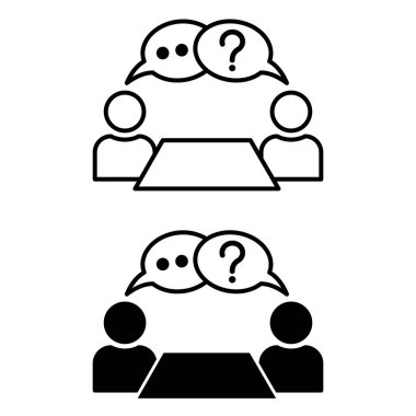 Danışma Simgeleri. Siyah ve Beyaz Vektör Simgeleri. Vektör Simgesi. Uzmanlar Toplantısı, Personel Tavsiyesi. Buluşma Kavramı