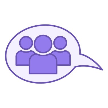 Grup Konuşması Renk Simgesi. Vektör Simgesi. Bir grup insan önemli konuları tartışıyor. Buluşma Kavramı