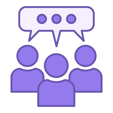 Renkli Tartışma Simgesi. Vektör Simgesi. Toplantı, Seminer ya da Konferansta İnsanlar Grubu. Grup konuşmaları, önemli konuları tartışmalar. Toplantı ve Ofis Konsepti