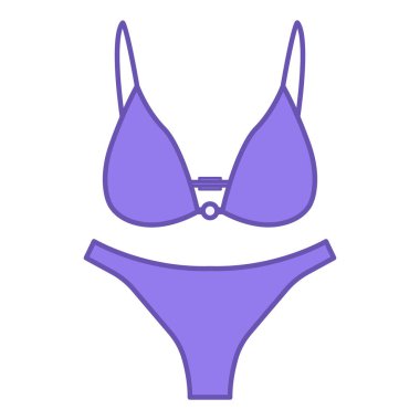 Renkli Bikini Simgesi. Vektör Simgesi. Kadın Plajı Giyimi. Sütyen ve külot. Brezilya Karnaval Konsepti