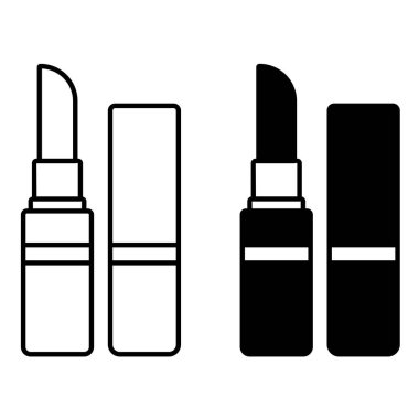 Ruj Simgeleri. Siyah ve Beyaz Vektör Simgeleri. Kozmetik Ürün. Brezilya Karnaval Konsepti