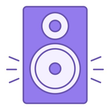 Renkli Subwoofer Simgesi. Vektör Simgesi. Akustik Sistem Çalma Sesleri. Müzik hoparlörleri. Brezilya Karnaval Konsepti