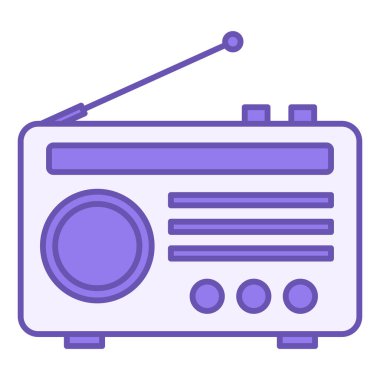 Radyo Renk Simgesi. Vektör Simgesi. Şehirlerarası bilgi aktarımı. Radyo Alıcısı, Teknoloji. Gazetecilik Konsepti