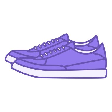 Renkli Sneakers Simgesi. Vektör Tasarımı. Lastik tabanda spor ya da günlük ayakkabı. Giysi Konsepti
