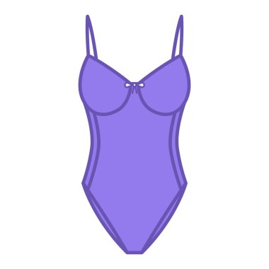 Renkli vücut giysisi simgesi. Vektör İllüstrasyonu. Dar İç Çamaşırlı Kadınlar. Mayo. Moda ve Kıyafet Konsepti