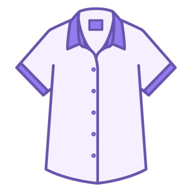 Renkli Simge Kısa Kollu Gömlek. Vektör İllüstrasyonu. Yakalı ve Düğmeli kıyafetler. Moda Konsepti