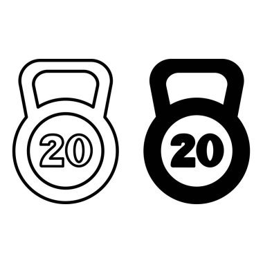 Ağırlık Simgeleri. Siyah ve Beyaz Vektör Çizimleri. Ağır Kettlebell, Spor Spor Malzemeleri. Spor ve Spor Konsepti