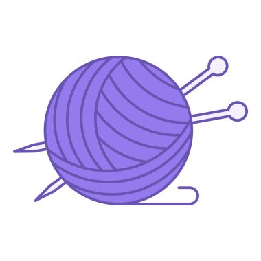 Renkli İplik Simgesi. Vektör İllüstrasyonu. İplik ve Örgü Şırıngası Topları. Madde Özellikleri Konsepti