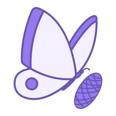 Renkli İpek Simgesi. Vektör İllüstrasyonu. İpek Böceği Kelebeği ve Koza. Doğal Kumaş. Madde Özellikleri Konsepti