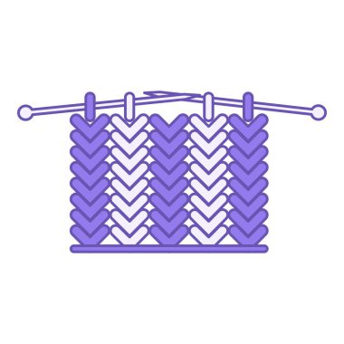 Renkli Örgü Simgesi. Vektör İllüstrasyonu. Tekstil malzemeleri, iplik dokuması. Örgü, şablon, kumaş. Madde Özellikleri Konsepti