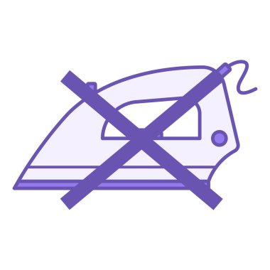 Renkli Ütü Simgesi Değil. Vektör İllüstrasyonu. Tekstil Bakımı, Çamaşır, Hassas Kumaş. Etiket, Etiket. Madde Özellikleri Konsepti