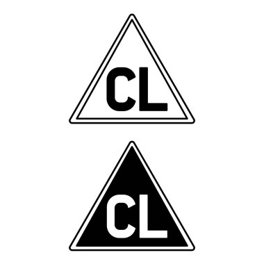 Klor Çamaşır Suyu Simgeleri. Siyah ve Beyaz Vektör İllüzyonu. Tekstil Bakımı, Yıkama, Çamaşır. Etiket, Etiket. Madde Özellikleri Konsepti