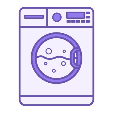 Renkli Makine Yıkama Simgesi. Vektör İllüstrasyonu. Çamaşır makinesinde çamaşır yıkama. Etiket, Etiket. Materyalin Özelliklerini Kabul Et