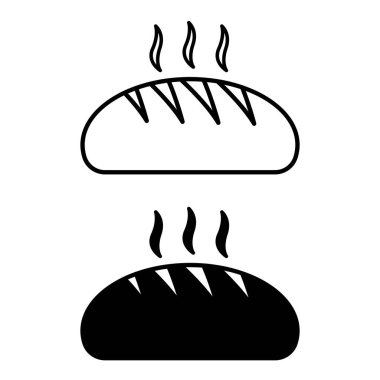 Ekmek Simgeleri. Siyah ve Beyaz Vektör İllüzyonu. Taze Fırın, 