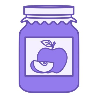 Renkli Reçel Simgesi. Vektör İllüstrasyonu. Elma Reçelli Kapalı Kavanoz. Tatlı tatlı, yemek. Bakkal Konsepti