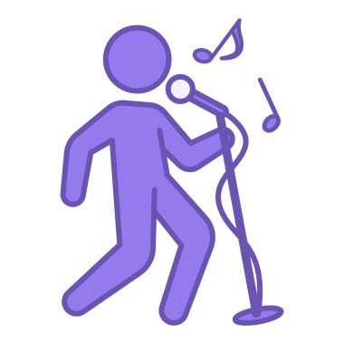 Renkli Şarkı Söyleyen Simge. Vektör İllüstrasyonu. Şarkı Söyleyen Adam. Mikrofon, Singer ve Müzik Notaları. Müzik Konsepti
