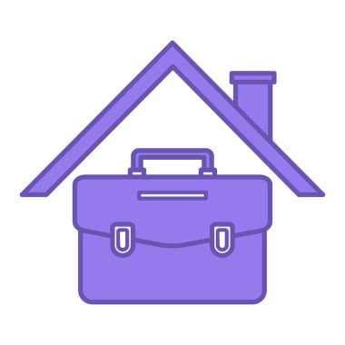 Renkli Uzaktan Çalışma Simgeleri. Vektör İllüstrasyonu. Ev ve İş Çantası. Serbest çalışıyorum, evden çalışıyorum. Çalışma ve Çalışma Konsepti