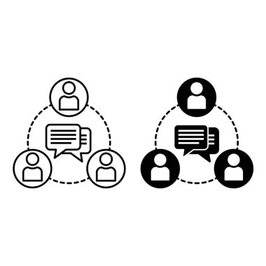 Simgelerle iletişim kurun. Siyah ve Beyaz Vektör İllüzyonu. İnsanlar yazışmalarda kendi aralarında iletişim kurarlar. Kavram Konuşması