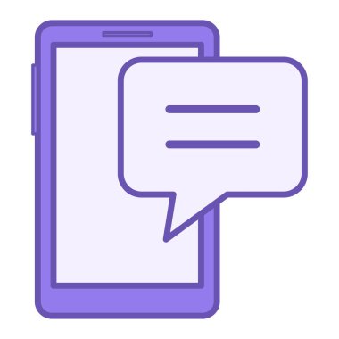 Renkli Sohbet Simgesi. Vektör İllüstrasyonu. Cep telefonu sohbeti, mesaj alışverişi. Konuşma Kavramı