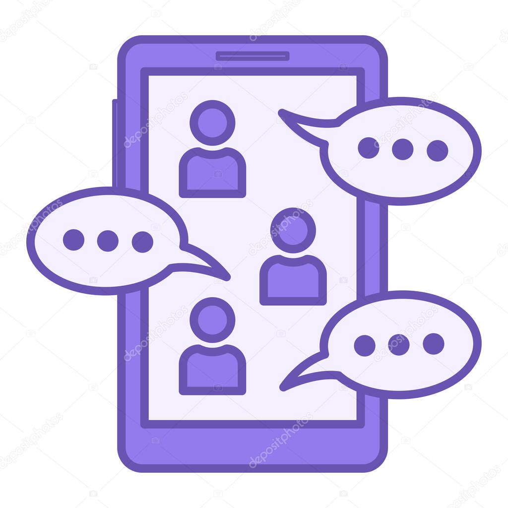 Colored Group Chat Icon. Vector Illustration. People Chatting on a Mobile Phone App. Chatting, Message. Speaking Concept