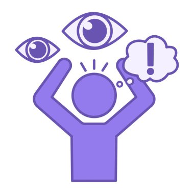 Renkli Paranoya Simgesi. Vektör İllüstrasyonu. Zihinsel bozukluk, şüphe, güvensizlik ve halüsinasyonlar. Akıl Sağlığı Danışmanlığı