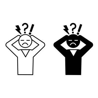 Panik Saldırı Simgeleri. Siyah ve Beyaz Vektör İllüzyonu. Ani Şiddetli Endişe Saldırısı. Akıl Sağlığı Konsepti