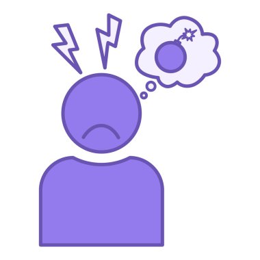 Renkli Travma Sonrası Stres Bozukluğu Simgesi. Vektör İllüstrasyonu. Şiddetli zihinsel bozukluk, travma sonrası stres bozukluğu. Sinirlilik, saldırganlık, uyku sorunları. Akıl Sağlığı Danışmanlığı