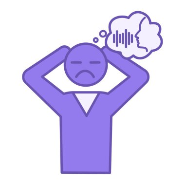 Renkli Duyan Sesler Simgesi. Vektör İllüstrasyonu. Akıl hastalığı, işitsel halüsinasyonlar. Akıl Sağlığı Konsepti