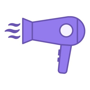 Renkli Saç Kurutma Simgesi. Vektör İllüstrasyonu. Gadget, Teknoloji. Kuaförlerde ve berberlerde Profesyonel Kullanım Aracı. Aygıt Kavramı