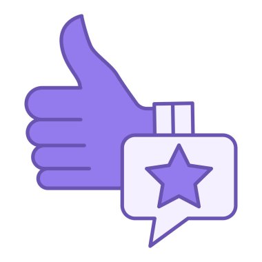 Renkli Önerilen Simge. Vektör İllüstrasyonu. Başparmaklar yukarı ve yıldız gibi. Bir şeyin olumlu değerlendirmesi. Etki Konsepti