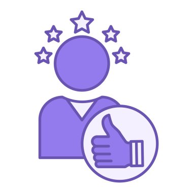 Renkli Güvenilirlik Simgesi. Vektör İllüstrasyonu. İnanmanı ya da güvenmeni sağlayan kalite. Güvenilirlik, Otorite. Başparmaklar yukarı ve beş yıldızlı eller. Etki Konsepti