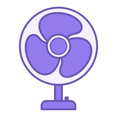 Renkli Hayran Simgesi. Vektör İllüstrasyonu. Hava Hareketi için mekanik cihaz. Soğutma ekipmanları, Gadget, Teknoloji. Aygıt Katılımı