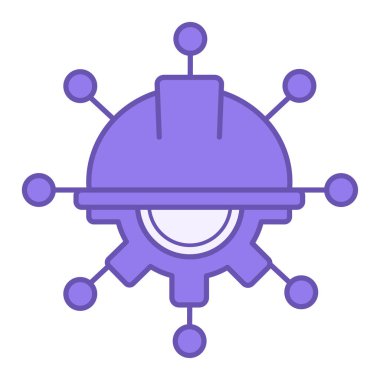 Renkli Mühendislik Simgesi. Vektör İllüstrasyonu. Yeni Teknoloji ve Altyapının Gelişimi. İcatlar, Tasarım ve Yaratılış