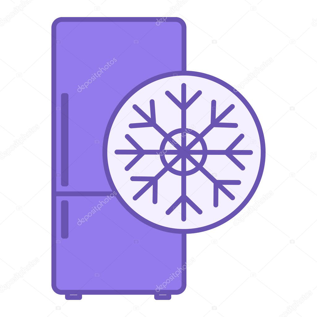 Colored Refrigerator Icon. Vector Illustration. Device for Keeping Food Cold. Gadget, Technology. Device Concep