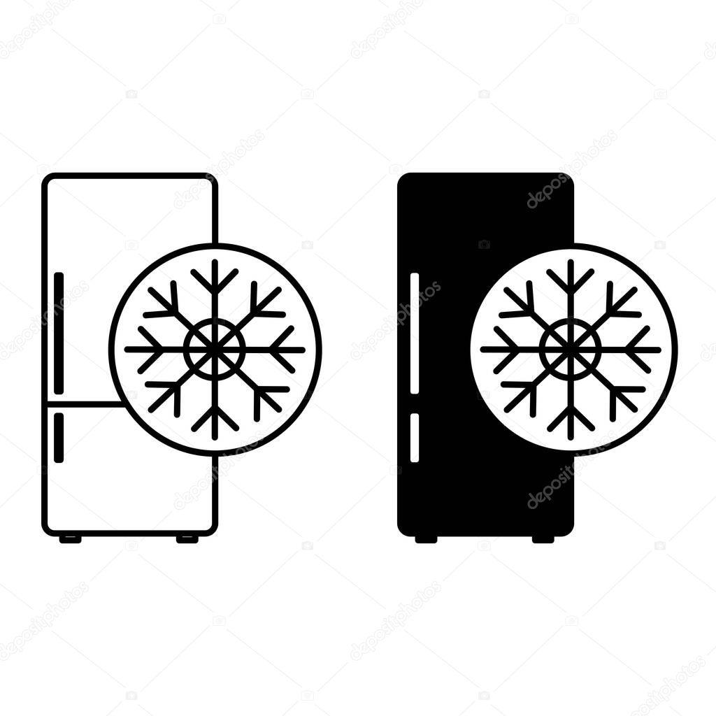 Refrigerator Icons. Black and White Vector Illustration. Device for Keeping Food Cold. Gadget, Technology. Device Concep