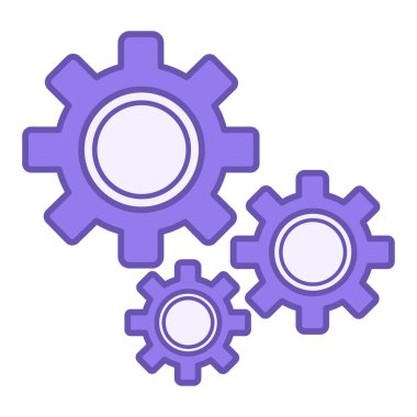 Renkli Mekanik Simge. Vektör İllüstrasyonu. Yapıldı ya da Makine Çalıştırıldı. Dişliler. Kavram Mühendisliği