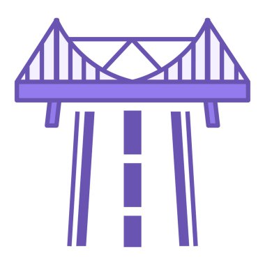 Renkli Yapı Simgesi. Vektör İllüstrasyonu. Highway Köprüsü. İnşaat, düzenleme, düzen. Kavram Mühendisliği