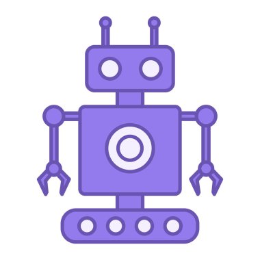 Renkli Robotik Simgesi. Vektör İllüstrasyonu. Robot! Geliştirme, Tasarım, Yaratılış ve Otomatik Teknik Sistemlerin Kullanımı. Kavram Mühendisliği