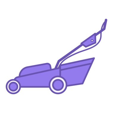 Renkli çim biçme makinesi simgesi. Vektör İllüstrasyonu. Çim biçme makinesi. Ev Aletleri Konsepti