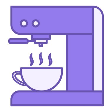 Renkli Kahve Yapıcı Simgesi. Vektör İllüstrasyonu. Kahve yapmak için mutfak aletleri. Ev Aletleri Konsepti