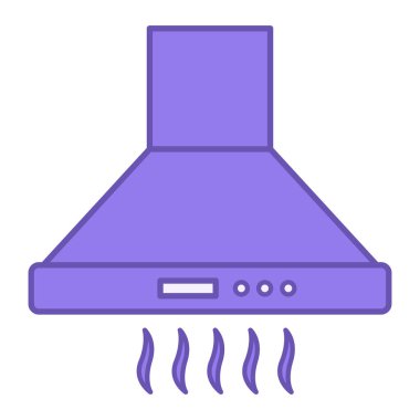 Renkli Mutfak Kapüşonu Simgesi. Vektör İllüstrasyonu. Mutfak Hava Arındırıcı. Ev Aletleri Konsepti