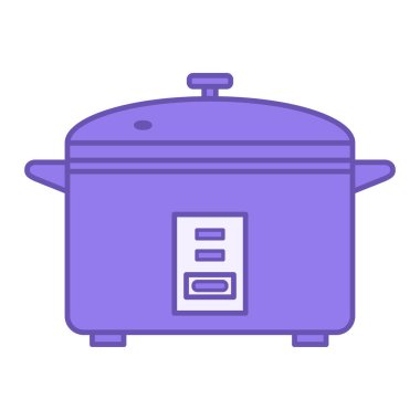 Renkli Pirinç Fırını Simgesi. Vektör İllüstrasyonu. Pirinç pilavı ve diğer mısır gevrekleri için elektrikli kap. Ev Aletleri Konsepti