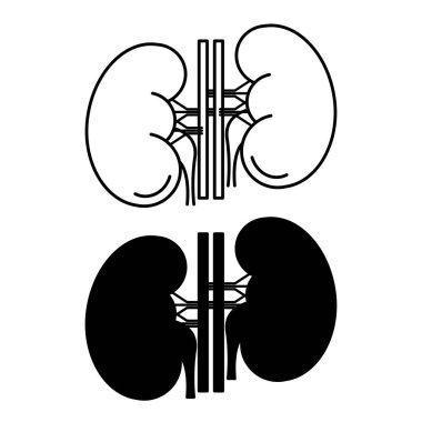 Böbrek Simgeleri. Siyah ve Beyaz Vektör İllüzyonu. Toksinlerden kanı filtreleyen organlar. İnsan organları. Anatomiyi Kabul Et