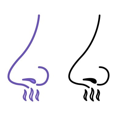 Burun Simgeleri. Vektör Resimleri. İnsan Organı, İlaç, Koku Organı. Anatomi Konsepti