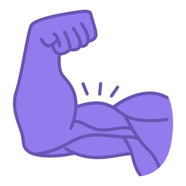 Renkli Kas Simgeleri. Vektör İllüstrasyonu. Doku ve kasılma kapasitesinden oluşan insan vücudu organı. Güçlü Kol, Pazılar. Anatomiyi Kabul Et