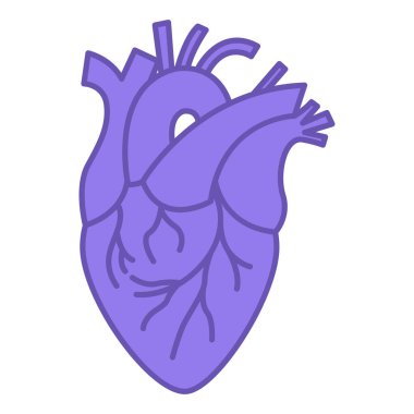 Renkli Kalp Simgesi. Vektör İllüstrasyonu. Kan damarlarına kan pompalayan kas organı. İnsan iç organı. Anatomi ve Tıbbı Kabul Et