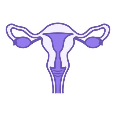 Renkli Rahim Simgesi. Vektör İllüstrasyonu. Embriyonun geliştiği bir kadının iç organı. Anatomi ve Tıbbı Kabul Et