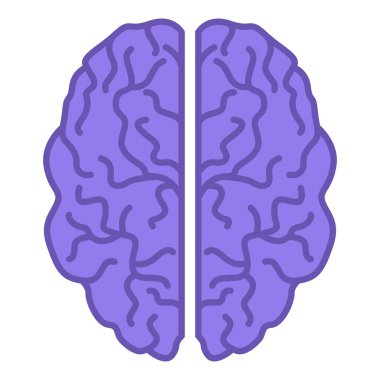 Renkli Beyin Simgesi. Vektör İllüstrasyonu. İnsan Merkezi Sinir Sistemi, İnsan Düşünme Organı. Psikoloji, Tıp Bölümü. Anatomiyi Kabul Et